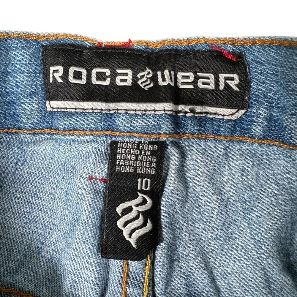 VTG Roca Wear Boys Blue Denim Hip Hop Straight Leg Authentic Jean Shorts Size 10 - Picture 9 of 13